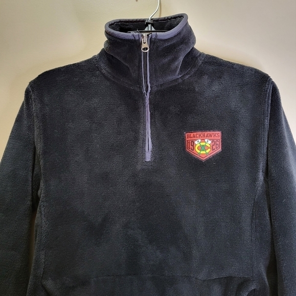 NHL Blackhawks Med fleece 1/4 zip pullover black Hockey - Picture 8 of 16